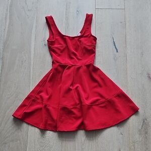 Red Sleeveless Skater Dress